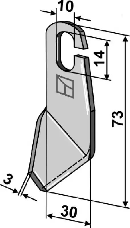 Flügelmesser geschliffen (73x30mm) - rechte Ausführung für Amazone Grashopper (Vergleichsnummer 991628)